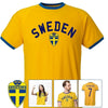 Sweden T-shirt curve design med ISAK 9 - gul tipped fotbolls t-tröja