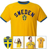 Sweden T-shirt curve design med ISAK 9 - gul tipped fotbolls t-tröja