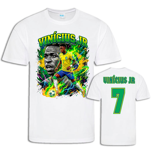 Brasilien Vinícius Jr 7 T-shirt – Polyester Sporttröja med tryck fram & bak