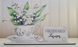 Världens bästa Farmor – Present med Liljekonvalj i Tekopp