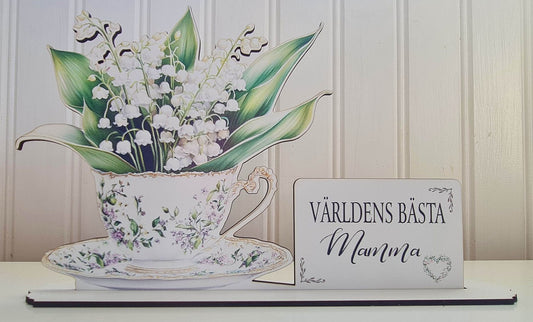 Världens bästa Mamma – Present med Liljekonvalj i Tekopp
