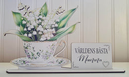 Världens bästa Mamma – Present med Liljekonvalj i Tekopp
