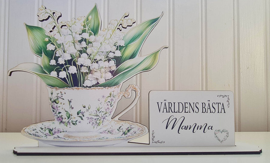 Världens bästa Mamma – Present med Liljekonvalj i Tekopp