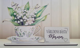 Världens bästa Mormor – Present med Liljekonvalj i Tekopp