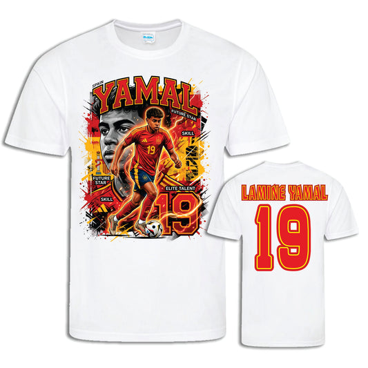 Spanien Yamal 19 T-shirt – Landslag Polyester Sporttröja med tryck fram & bak