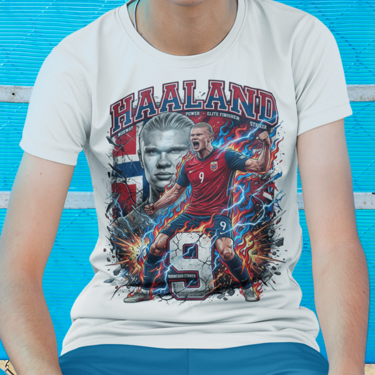 Norge Haaland 9 T-shirt – Polyester Sporttröja med tryck fram & bak