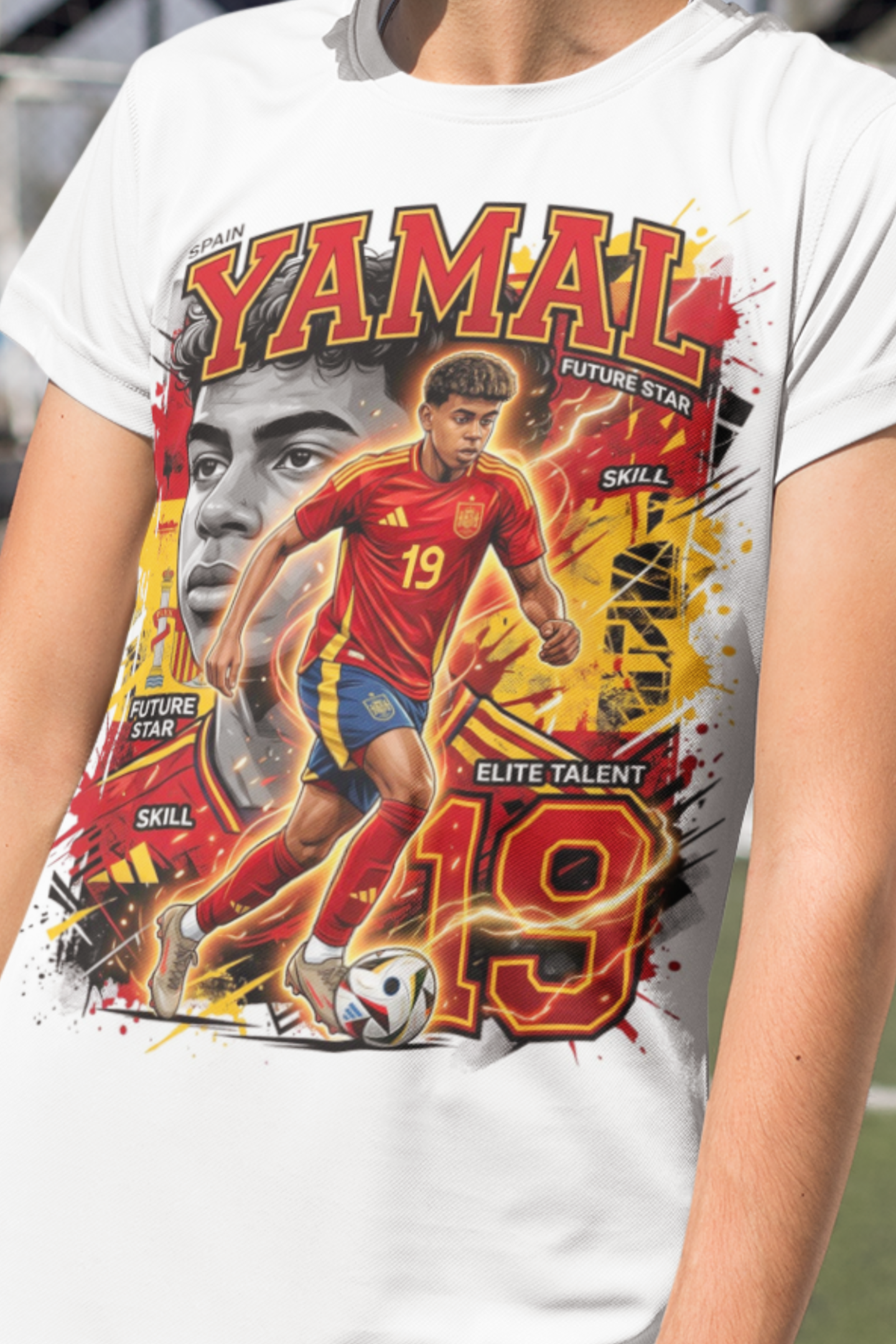 Spanien Yamal 19 T-shirt – Landslag Polyester Sporttröja med tryck fram & bak