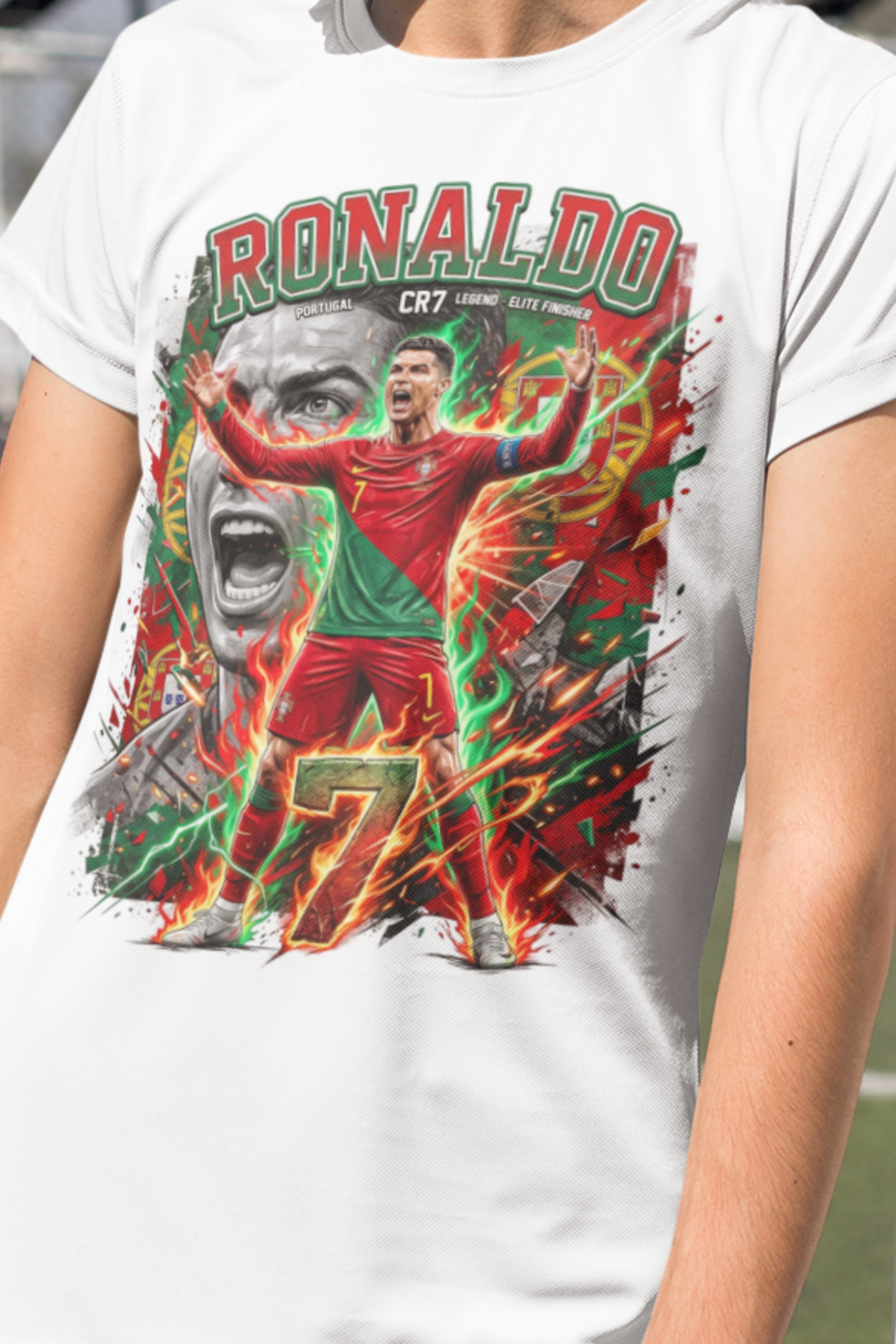 Portugal Ronaldo 7 T-shirt – Polyester Sporttröja med tryck fram & bak