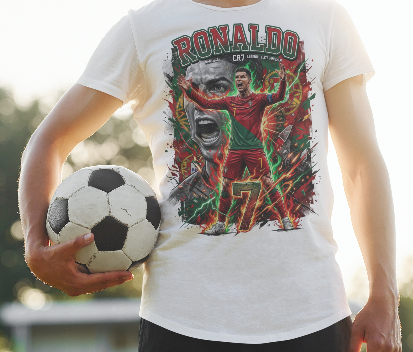 Portugal Ronaldo 7 T-shirt – Polyester Sporttröja med tryck fram & bak