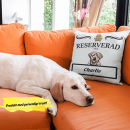 Reserverad till hund kuddfodral med personligt tryck
