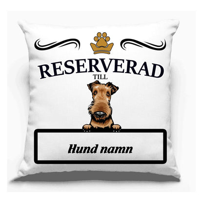 Reserverad till hund kuddfodral med personligt tryck