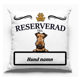 Reserverad till hund kuddfodral med personligt tryck
