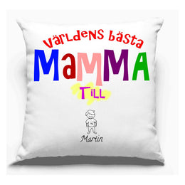 Personligt Världens bästa Mamma kuddfodral med upp till 6 barn hund katt namn