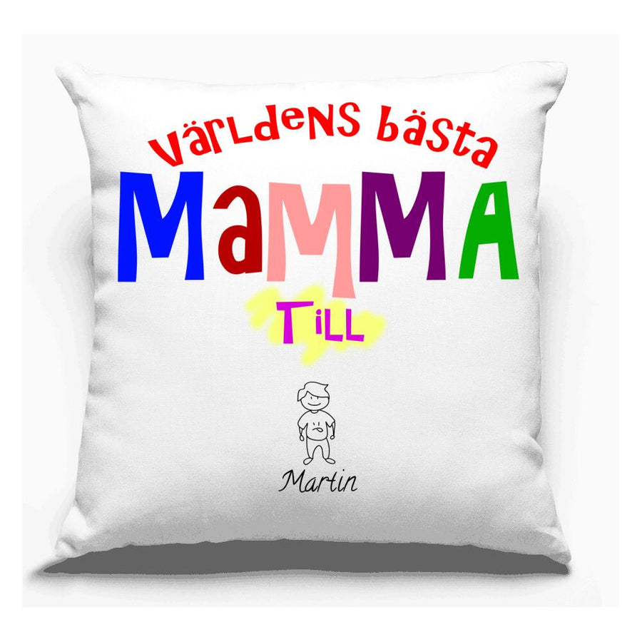 Personligt Världens bästa Mamma kuddfodral med upp till 6 barn hund katt namn