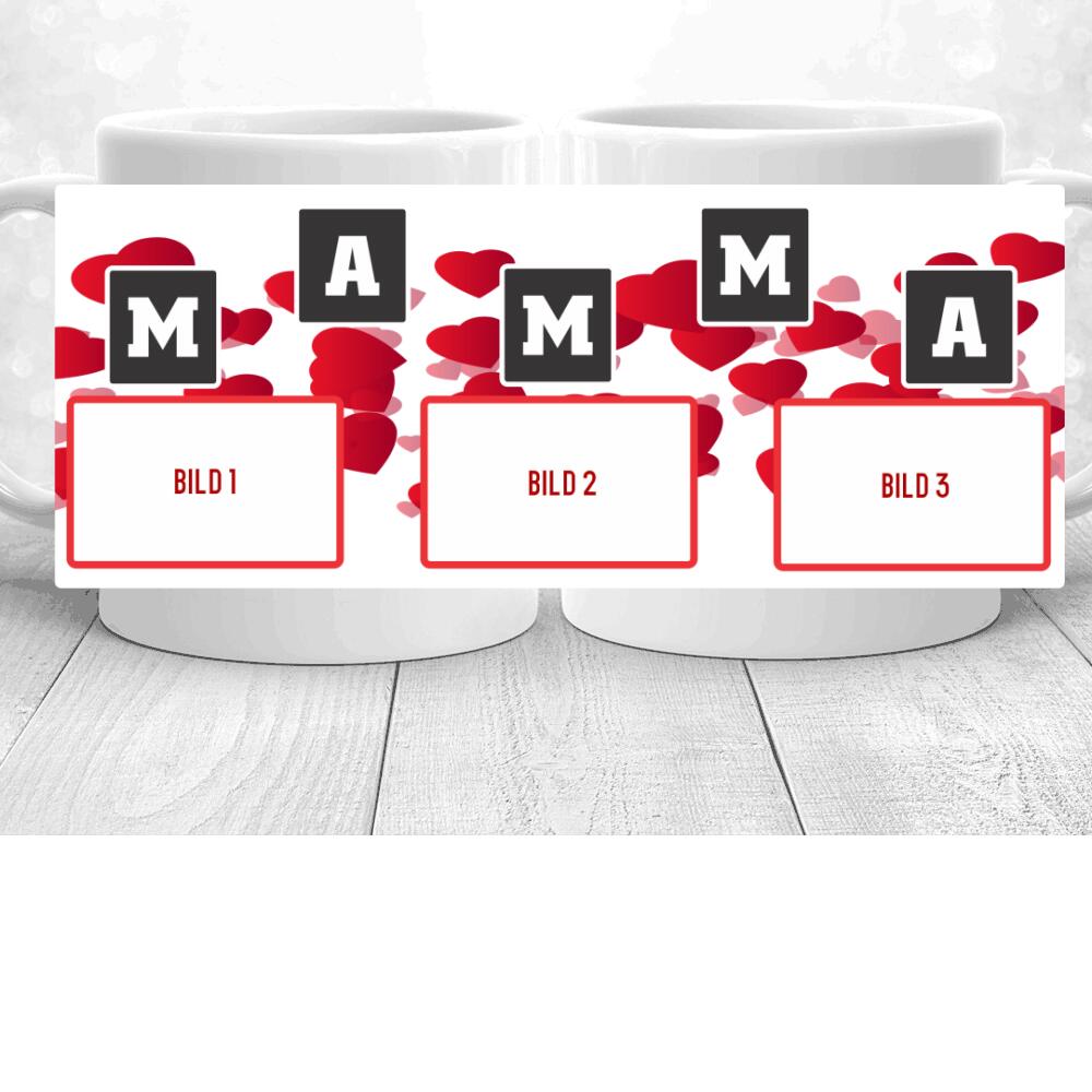 Mamma mugg med 3 st foto design. Personlig mugg med eget val av foto.