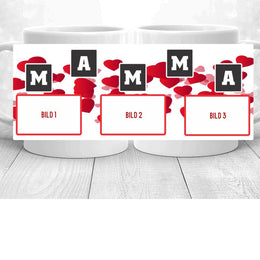 Mamma mugg med 3 st foto design. Personlig mugg med eget val av foto.