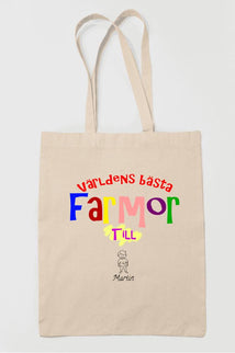 Farmor tygkasse med personligt barnbarn tryck - Egen design & tryck