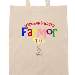 Farmor tygkasse med personligt barnbarn tryck - Egen design & tryck