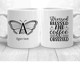 Monogram mugg med eget val av bokstav och namn