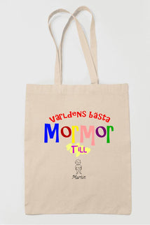 Personlig Mormor Tygkasse med eget tryck upp till 6 barnbarn namn