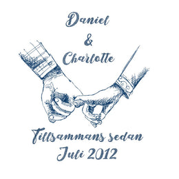 Kuddfodral med personligt par tryck. Eget namn & datum.