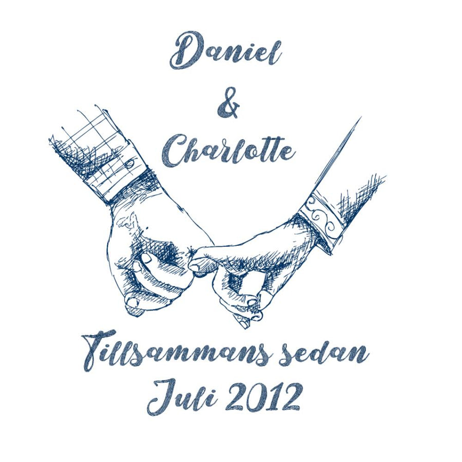 Kuddfodral med personligt par tryck. Eget namn & datum.