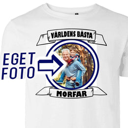 Morfar t-shirt med eget foto tryck Världens bästa personligt design