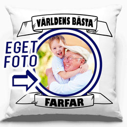 Farfar kuddfodral med eget foto tryck Världen bästa design personligt present