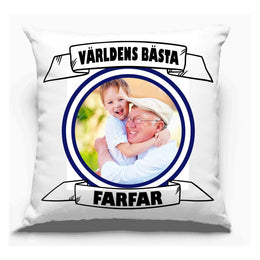 Farfar kuddfodral med eget foto tryck Världen bästa design personligt present