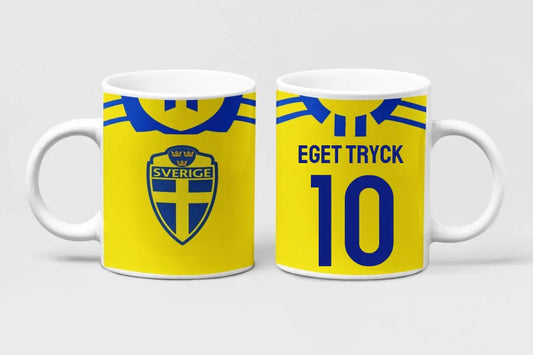 Sverige tröja stil mugg med eget namn & nummer tryck