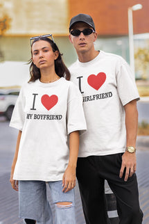 I love my boyfriend eller girlfriend t-shirt tryck unisex