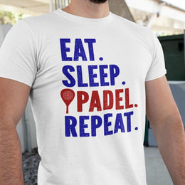 Padel sports t-shirt . Vit Eat Sleep Padel repeat sports tröja