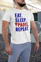 Padel sports t-shirt . Vit Eat Sleep Padel repeat sports tröja