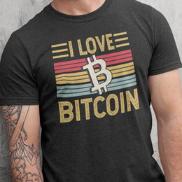 Svart crypto T-shirt I love bitcoin design