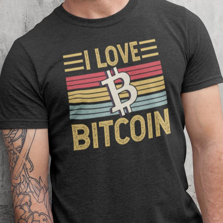 Svart crypto T-shirt I love bitcoin design