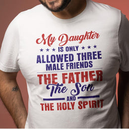 Vit pappa t-shirt . Daughter 3 male friends only tröja