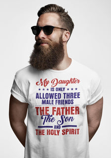 Vit pappa t-shirt . Daughter 3 male friends only tröja