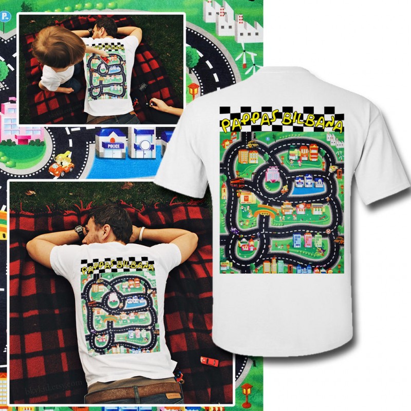 Pappa t-shirt med bilbana på ryggen - Pappas Bilbana