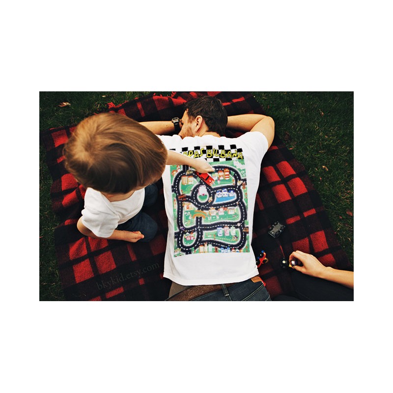 Pappa t-shirt med bilbana på ryggen - Pappas Bilbana